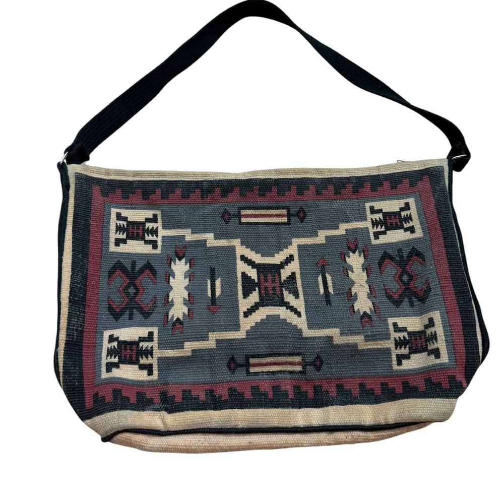El Paso Saddleblanket Tote Womens Large Aztec Woven Southwestern Shoulder Bag